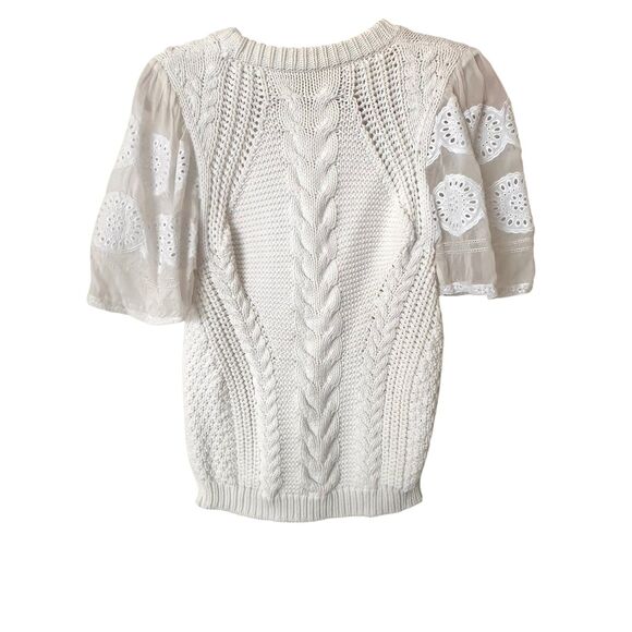 SEA NEW YORK Zinnia Silk Sleeved Sweater White Small - Picture 3 of 5